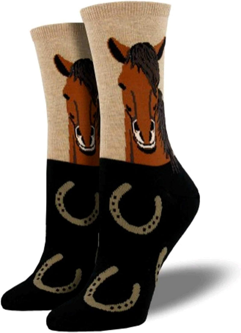 Women's horse socks 'Horse Portrait' design by Socksmith, one size, quality cotton mix