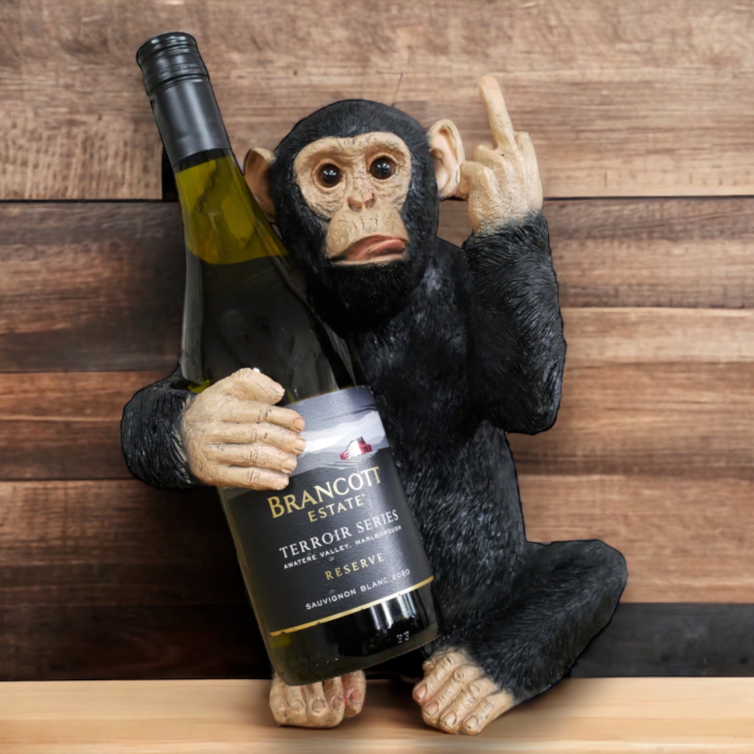 Monkey Wine Bottle Holder in an 'Up Yours' pose novelty monkey lover g