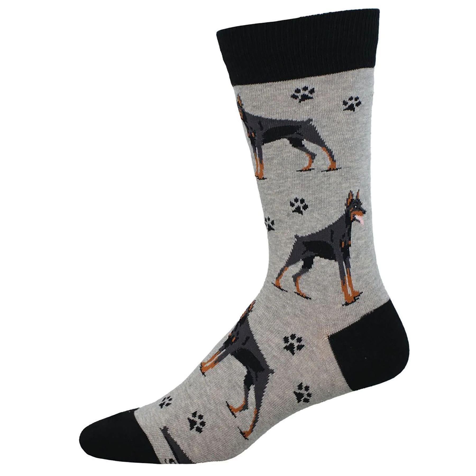 Men's Doberman design socks by Socksmith, quality cotton mix, Dog love