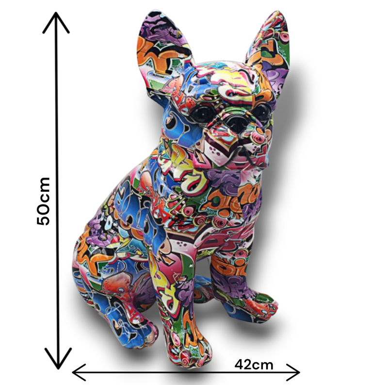 Giant 50cm Graffiti Street Art sitting French Bulldog ornament figurine, fabulous Frenchie lover gift, a real statement piece!
