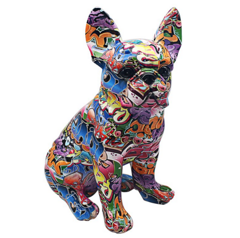 Giant 50cm Graffiti Street Art sitting French Bulldog ornament figurine, fabulous Frenchie lover gift, a real statement piece!