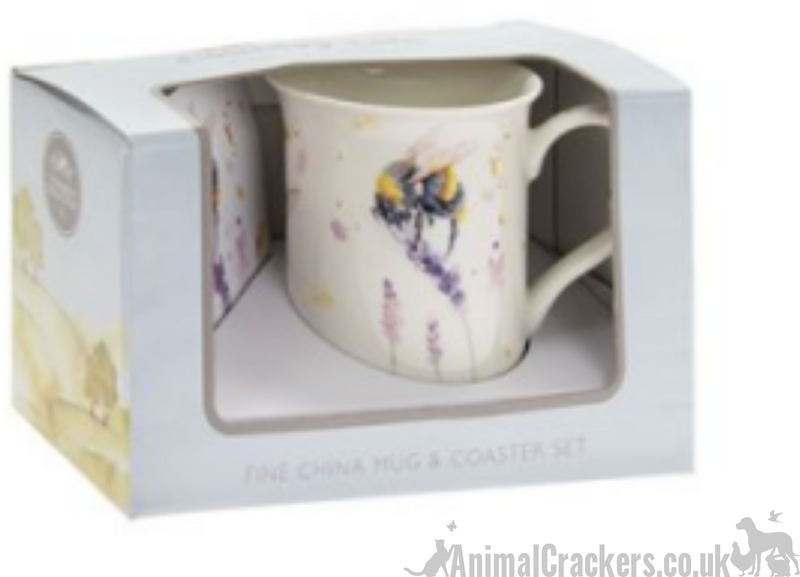 Leonardo Country Life Bees fine china Mug & Coaster set, great Bee lover gift, in quality gift box