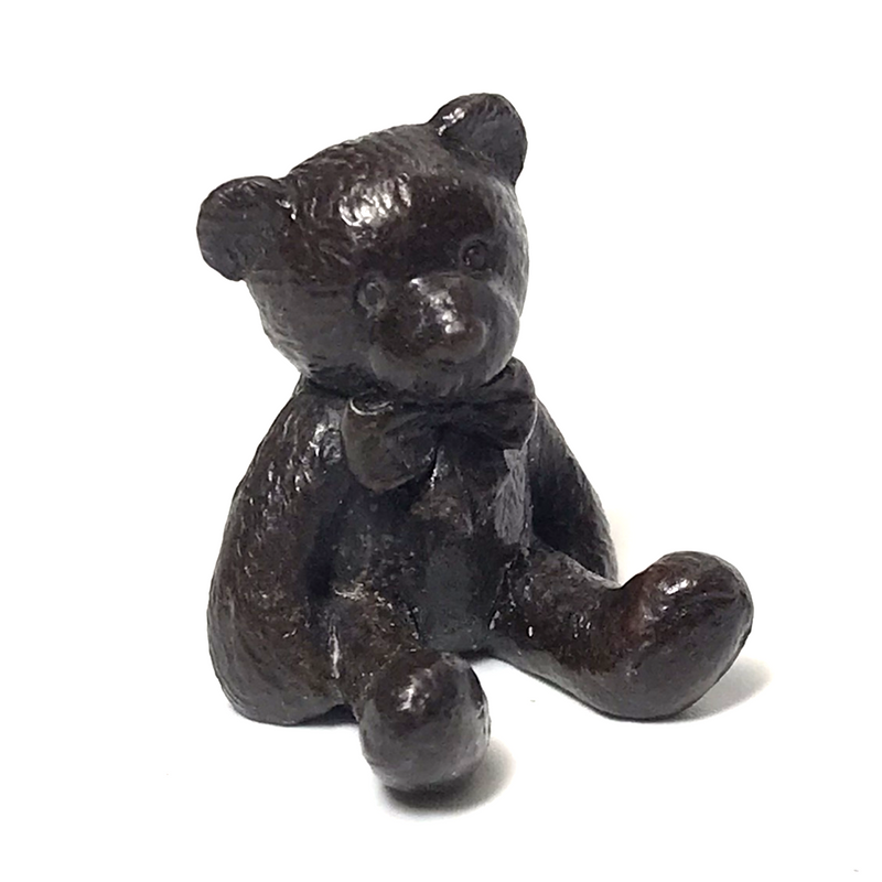 'Hugo' - solid bronze miniature Teddy Bear figurine designed by Michael Simpson, in a quality gift box.