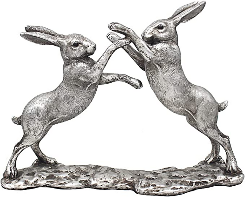 Boxing Hares figurine from the Leonardo Reflections Silver range, in quality silver gift box