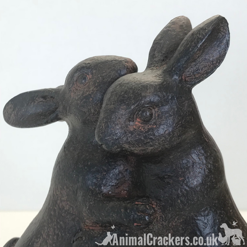 Dancing Rabbits ornament sculpture bronze /clay effect hare bunny lover gift