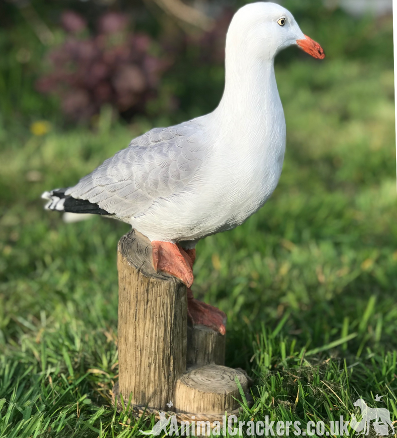 Seagull on post figurine indoor or outdoor ornament or nautical decoration