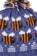 Pachamama 'Beehive' Bee Design Chunky Knit Wool Bobble Beanie Hat