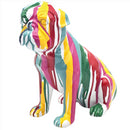 Pug Dog Drip Art figurine, white with bright multi-coloured paint pattern, by Lesser & Pavey