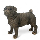 Pug Dog figurine in bronze effect finish from the Leonardo Reflections Bronzed range, in gold gift box