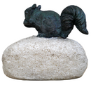 Squirrel Welcome sign bronze and stone effect garden ornament, 14cm