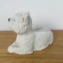 Realistic Laying West Highland Terrier 'Westie' Dog figurine, 13cm, gift boxed