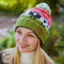 Pachamama 'Black Sheep' Design Wool Roll Back Bobble Beanie Hat