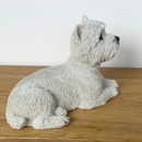 Realistic Laying West Highland Terrier 'Westie' Dog figurine, 13cm, gift boxed
