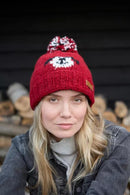 Pachamama Smiley Dog Bobble Beanie Hat All Wool Chunky Knit