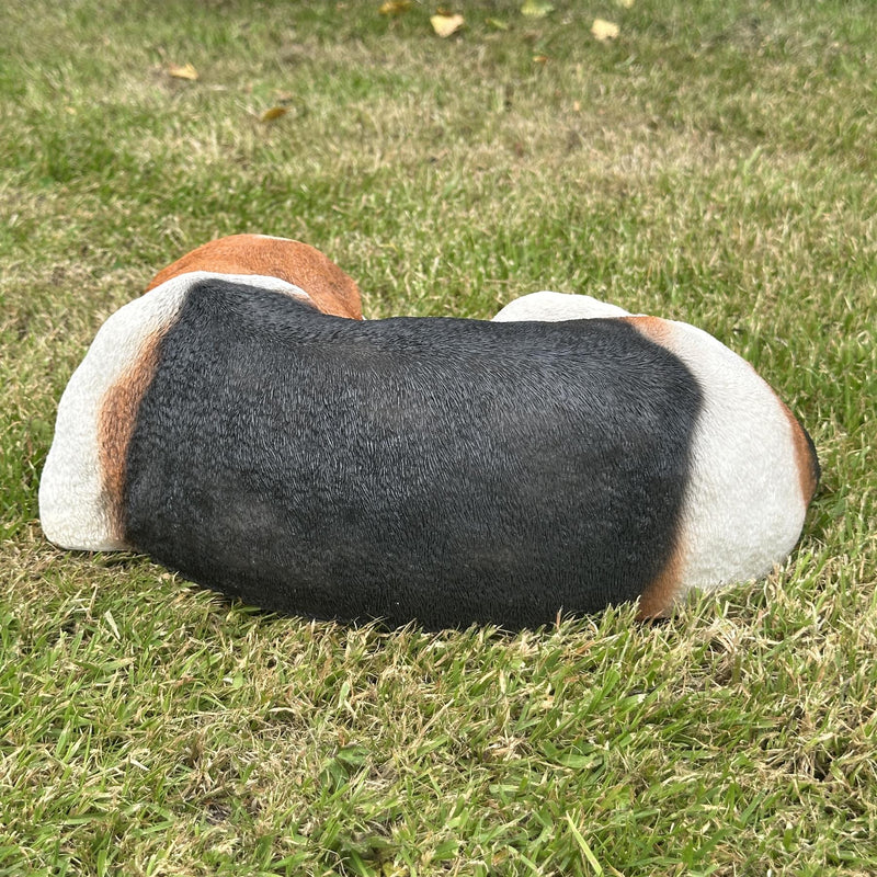 Large realistic laying Beagle Dog figurine home or garden decoration, pet loss gift or memorial