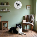 Dog Breeds Wall Clock with 'Time Spent With Border Collies Is Never Wasted' wording