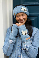Pachamama Smiley Cat Headband Chunky Knit Wool