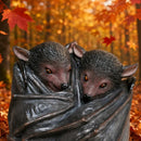 Two Hanging Bats with Rope Figurine, Bat Height 26cm (plus rope)