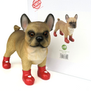 SPECIAL 'LOVE DOGS' EDITION French Bulldog in Red Wellingtons with LOVE HEARTS decoration 'Welly Dog' figurine (25cm)