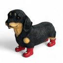 SPECIAL 'LOVE DOGS' EDITION Dachshund in Red Wellington Boots WITH HEARTS 'Welly Dog' figurine Valentine's Gift (25cm)