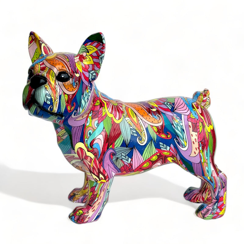 GROOVY ART bright coloured standing French Bulldog ornament figurine, Frenchie lover gift