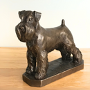 Schnauzer figurine on base in solid cold cast bronze, designed by David Geenty