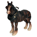 FACTORY SECONDS - 50% OFF - Leonardo large (length 22cm) Bay Shire Cart Heavy Horse in harness ornament figurine, gift boxed
