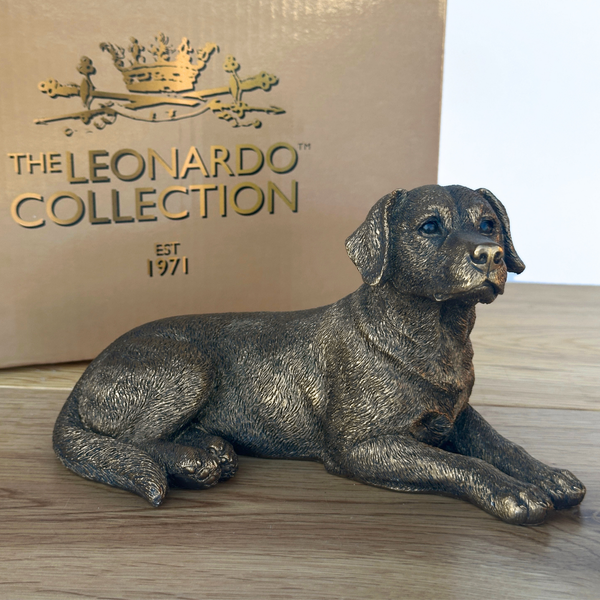 Laying Labrador Dog figurine, Leonardo Reflections Bronzed, 16cm, gift