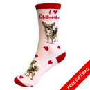 Chihuahua socks with I love Chihuahuas wording, with FREE GIFT BAG