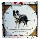 Dog Breeds Wall Clock with 'Time Spent With Border Collies Is Never Wasted' wording