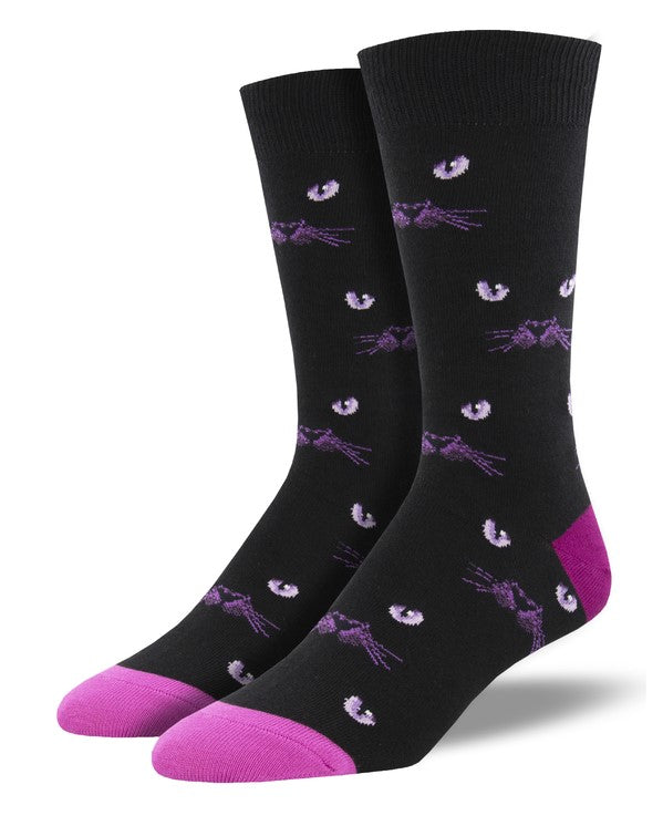 Men's Cat socks Socksmith 'Eyeing You' design quality cotton mix, one size