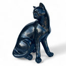 Black Cat figurine with silver sparkle finish, modern home decoration, Cat lover gift