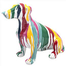 Dachshund Dog Drip Art figurine, white with bright multi-coloured paint pattern, by Lesser & Pavey