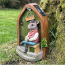 Large Mouse In Doorway with Solar Light - Male Mouse with Cuppa