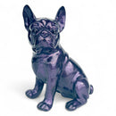 French Bulldog figurine in a purple sparkle finish, modern home decoration