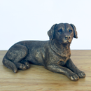 Laying Labrador Dog figurine, Leonardo Reflections Bronzed, 16cm, gift boxed