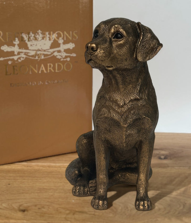 Labrador figurine, Leonardo Reflections Bronzed range, height 16cm, gift boxed