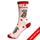 Dachshund socks with I love Dachshunds wording, with FREE GIFT BAG