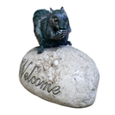 Squirrel Welcome sign bronze and stone effect garden ornament, 14cm