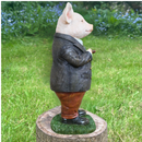 Mr Pig figurine ornament dressed in jacket and trousers garden decoration