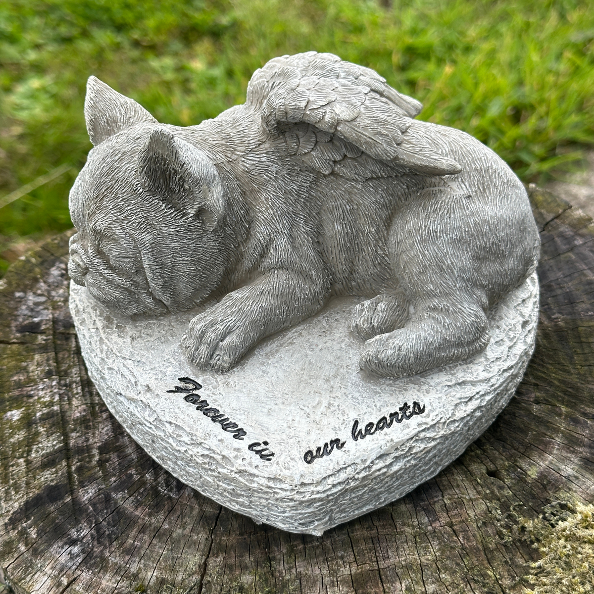 French Bulldog Memorial 'Forever In Our Hearts' Stone Effect Dog Pet L