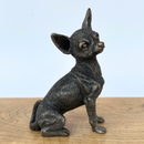 Sitting Chihuahua figurine in solid cold cast bronze, gift boxed