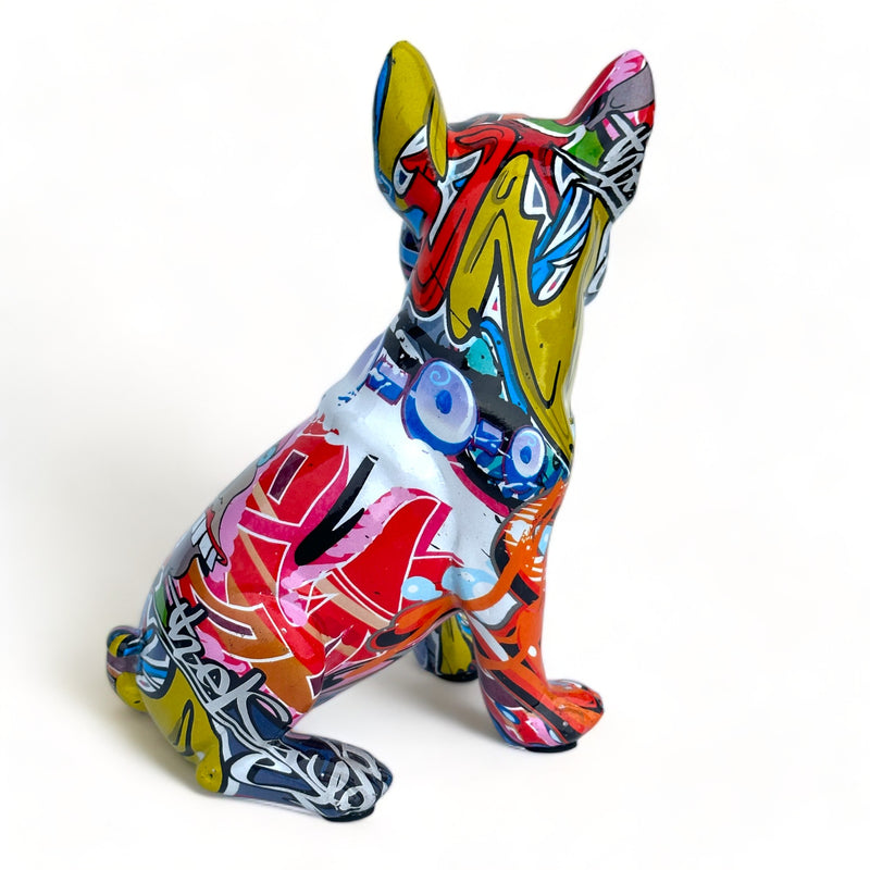 Graffiti Art bright coloured sitting French Bulldog 'Frenchie' ornament figurine