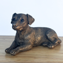 Laying Jack Russell Terrier Dog figurine, Leonardo Reflections Bronzed, 15cm, gift boxed