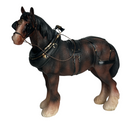 FACTORY SECONDS - 50% OFF - Leonardo large (length 22cm) Bay Shire Cart Heavy Horse in harness ornament figurine, gift boxed