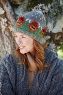 Pachamama Highland Cow Bobble Beanie All Wool Chunky Knit