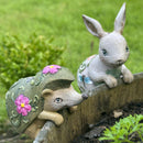 SET OF TWO flower pot hangers in lovely bohemian colours and design (Rabbit & Hedgehog)