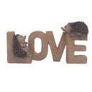 Hedgehog 'LOVE' decoration, carved wood effect, from the Prickles range by Lesser & Pavey,  25cm