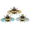 3 x 30cm mixed colour metal Bumble Bees, bright colour garden decoration