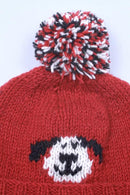 Pachamama Smiley Dog Bobble Beanie Hat All Wool Chunky Knit